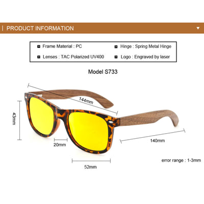 Brown Lens Polarized Bubinga Wood Sunglasses S733 Unisex Sunglasses Retsing Eyewear 