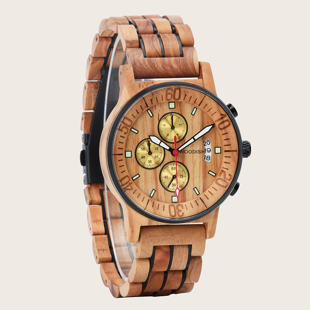 Men's Premium Wooden Olive Watch E14 Men's watch Free Man 