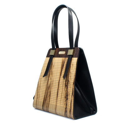 Audrey Wooden Zebra Tote Bag Woodish 