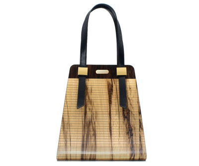 Audrey Wooden Zebra Tote Bag Woodish 
