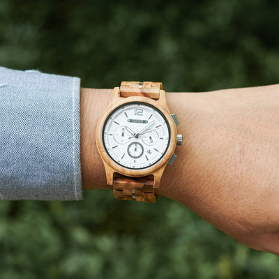 Classic Olive Chronograph Wooden Watch with Silver Dial GT180-3 Men's watch Bobo Bird 