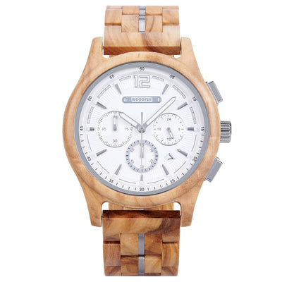 Classic Olive Chronograph Wooden Watch with Silver Dial GT180-3 Men's watch Bobo Bird 