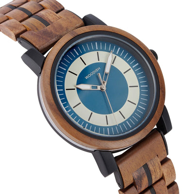 Classic Wooden Men’s Watch with Deep Blue Dual-Tone GT168-3 Men's watch Bobo Bird 