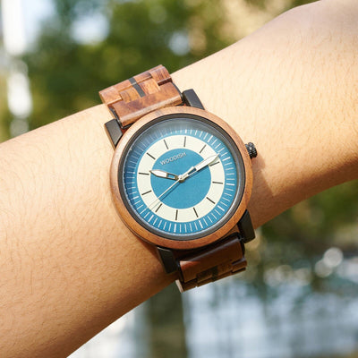 Classic Wooden Men’s Watch with Deep Blue Dual-Tone GT168-3 Men's watch Bobo Bird 