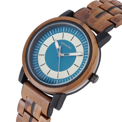 Classic Wooden Men’s Watch with Deep Blue Dual-Tone GT168-3 Men's watch Bobo Bird 