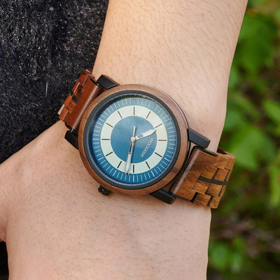 Classic Wooden Men’s Watch with Deep Blue Dual-Tone GT168-3 Men's watch Bobo Bird 