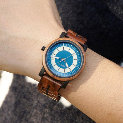 Classic Wooden Men’s Watch with Deep Blue Dual-Tone GT168-3 Men's watch Bobo Bird 