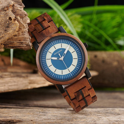 Classic Wooden Men’s Watch with Deep Blue Dual-Tone GT168-3 Men's watch Bobo Bird 