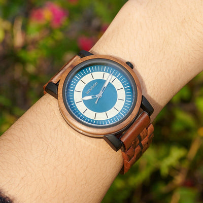 Classic Wooden Men’s Watch with Deep Blue Dual-Tone GT168-3 Men's watch Bobo Bird 