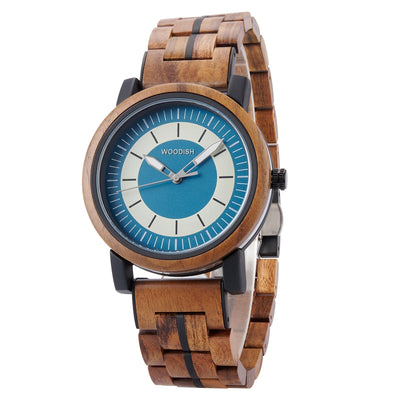 Classic Wooden Men’s Watch with Deep Blue Dual-Tone GT168-3 Men's watch Bobo Bird 