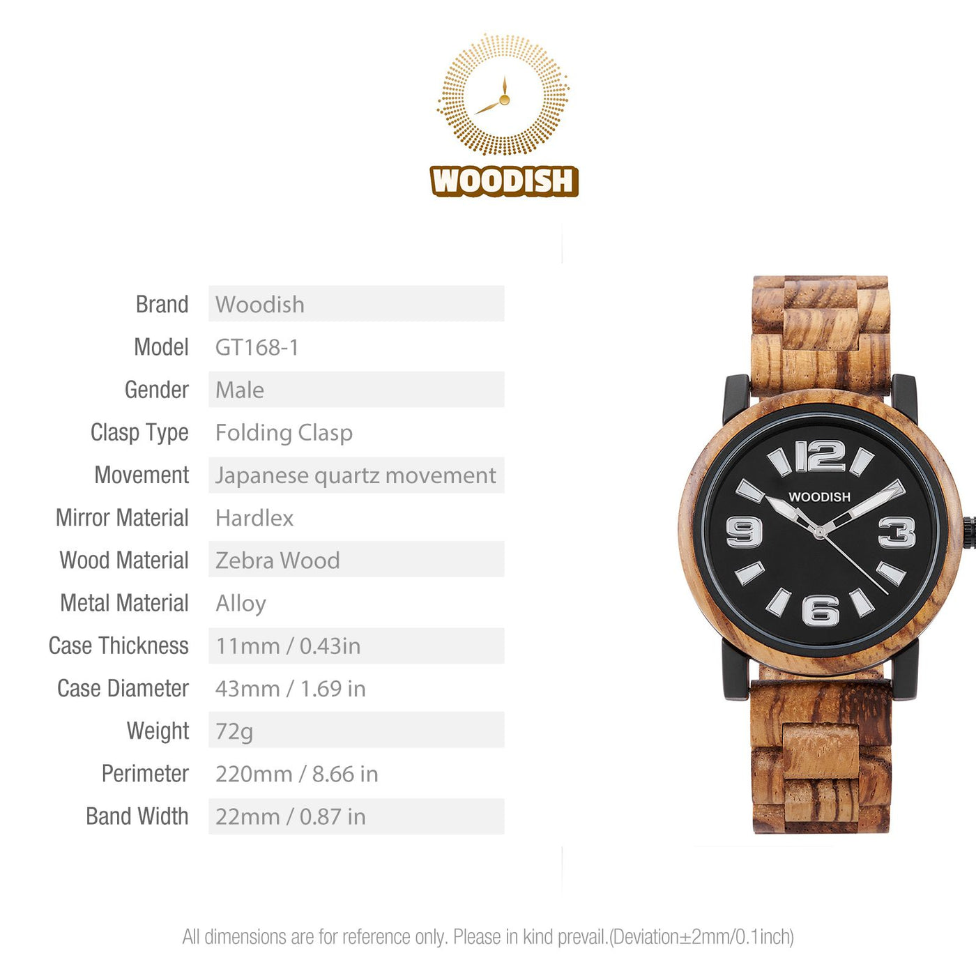 Contemporary Wooden Men’s Watch with Striking Contrast Dial GT168-1 Men's watch Bobo Bird 