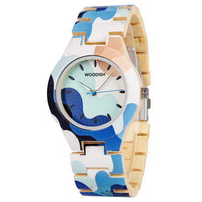 Sophisticated Wooden Unisex Watch with Painterly Camouflage GT175-1 Unisex watches Bobo Bird 