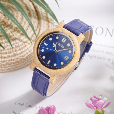 Stylish Wooden Women’s Watch with Vibrant Blue Detail GT182-2C Men's watch Bobo Bird 