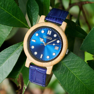 Stylish Wooden Women’s Watch with Vibrant Blue Detail GT182-2C Men's watch Bobo Bird 