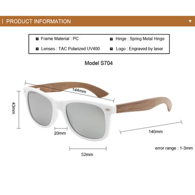 Blue Lens Polarized Walnut Sunglasses S704 Unisex Sunglasses Retsing Eyewear 