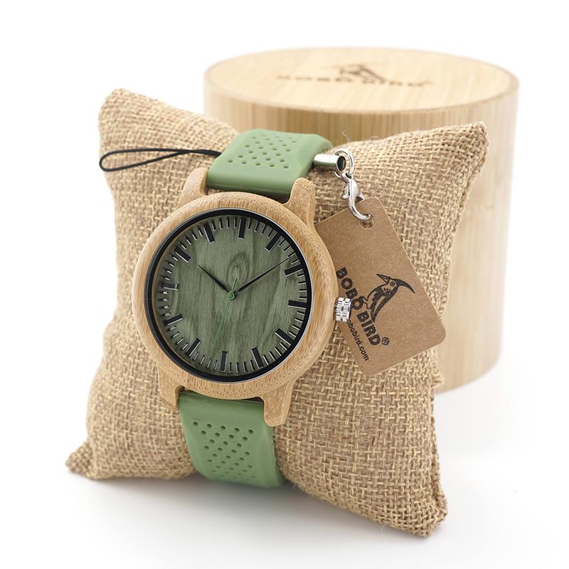 BOBO BIRD UNISEX BAMBOO WATCH WITH SILICONE STRAP B06 Unisex watches Bobo Bird 