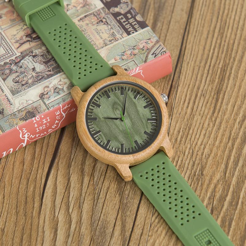 BOBO BIRD UNISEX BAMBOO WATCH WITH SILICONE STRAP B06 Unisex watches Bobo Bird 