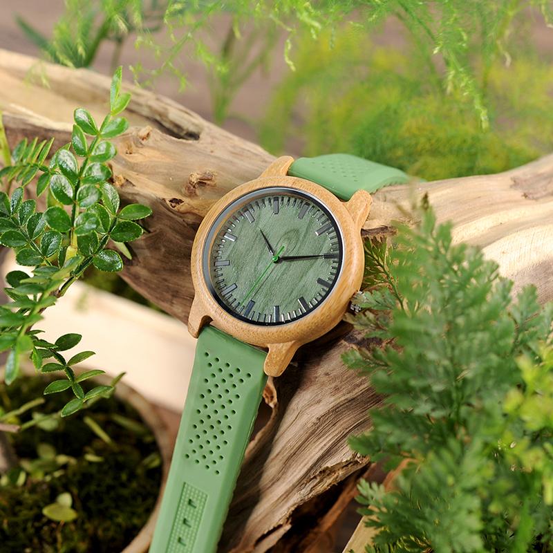 BOBO BIRD UNISEX BAMBOO WATCH WITH SILICONE STRAP B06 Unisex watches Bobo Bird 