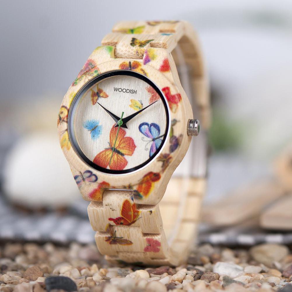 Butterfly Ladies Wood Watch O20 Woodish