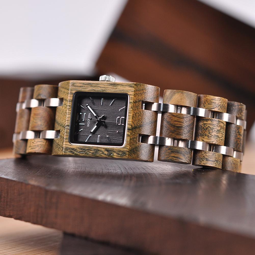 ELEGANT SQUARE DIAL WOMEN'S WOODEN WATCH - S03-3 Women's watch Bobo Bird 