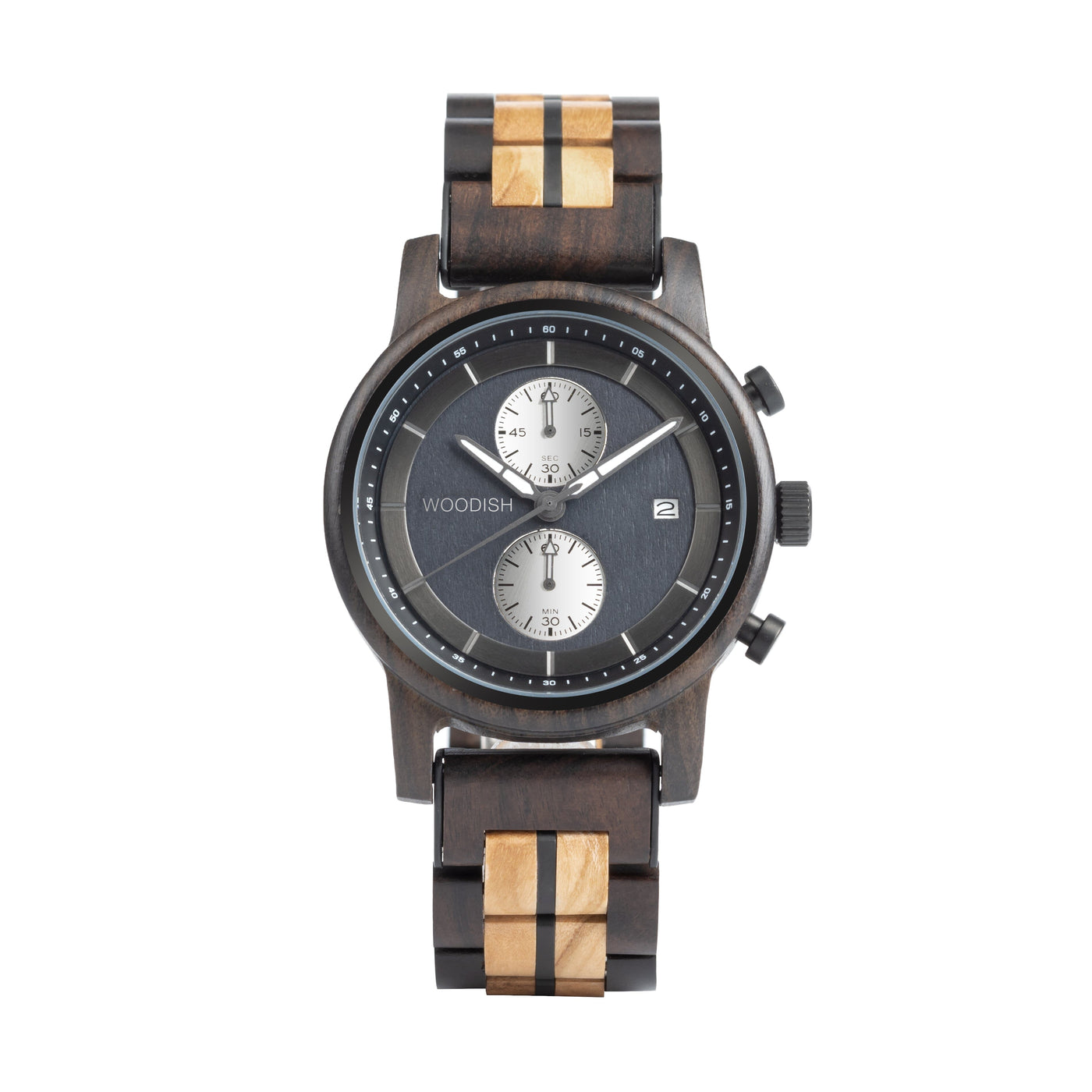 Gents Chacate Preto and Olive Wood Chronographic Wooden Watch GT125-3 Men's watch Bobo Bird 