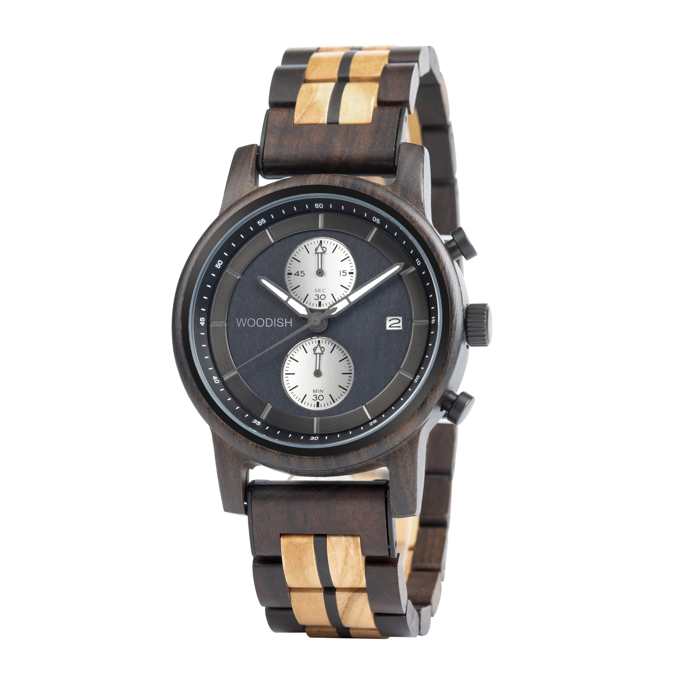 Gents Chacate Preto and Olive Wood Chronographic Wooden Watch GT125-3 Men's watch Bobo Bird 