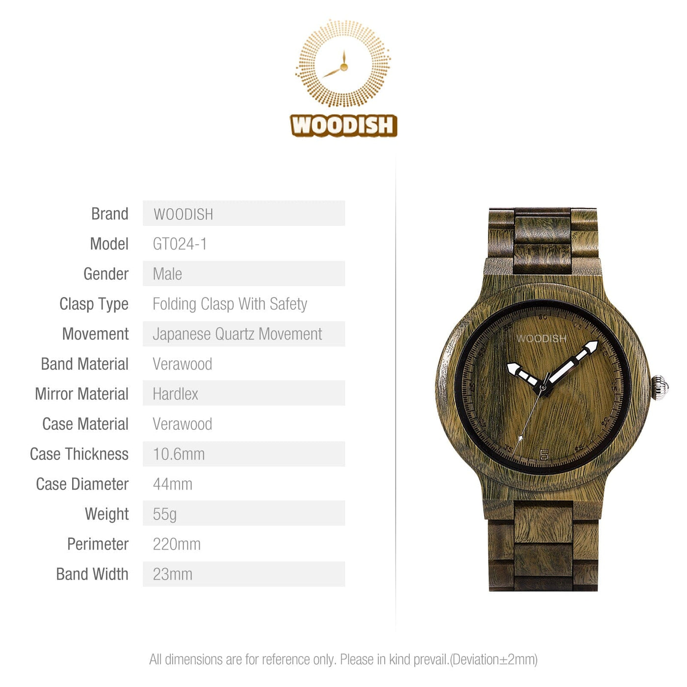 Gents Verawood Wooden Watch GT024-1 Men's watch Bobo Bird 