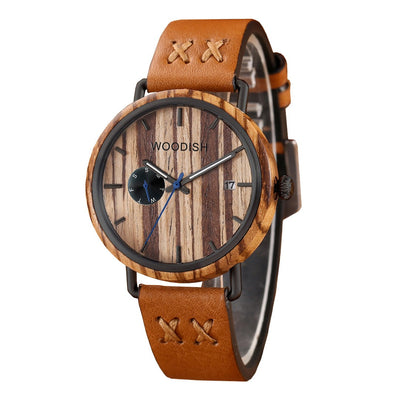 Genuine Leather Wooden Zebrawood Watch for Men T01-3 Men's watch Free Man 