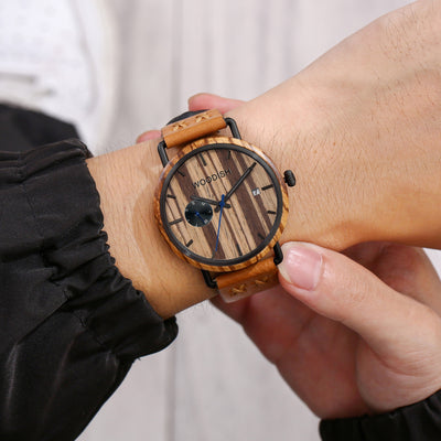 Genuine Leather Wooden Zebrawood Watch for Men T01-3 Men's watch Free Man 