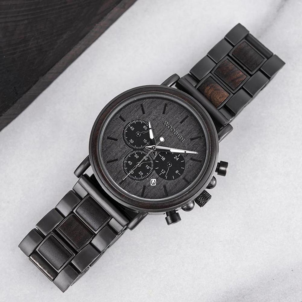 LUXURY WOOD STAINLESS STEEL MENS WATCH Q26-1 Men's watch Bobo Bird 