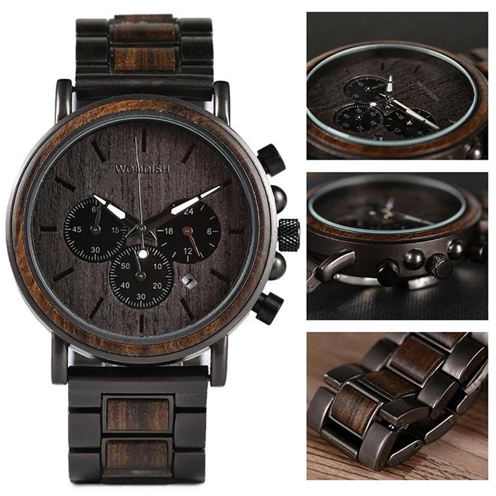 LUXURY WOOD STAINLESS STEEL MENS WATCH Q26-1 Men's watch Bobo Bird 