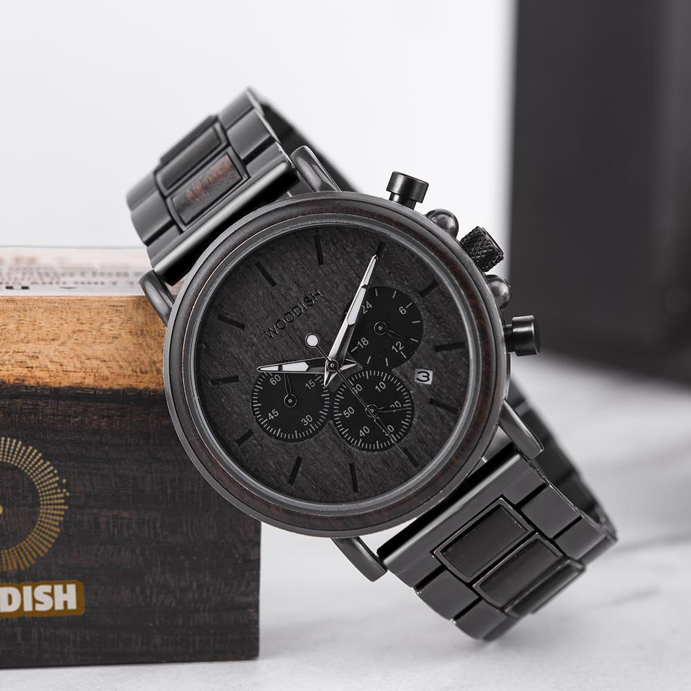 LUXURY WOOD STAINLESS STEEL MENS WATCH Q26-1 Men's watch Bobo Bird 