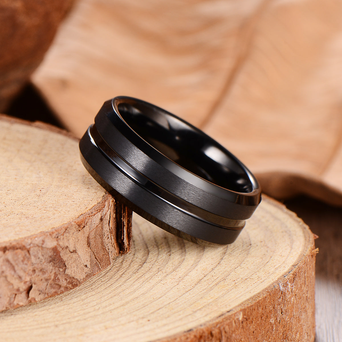 Matt Black Men's Tungsten Ring Men's Ring Ouyuan Jewelry 