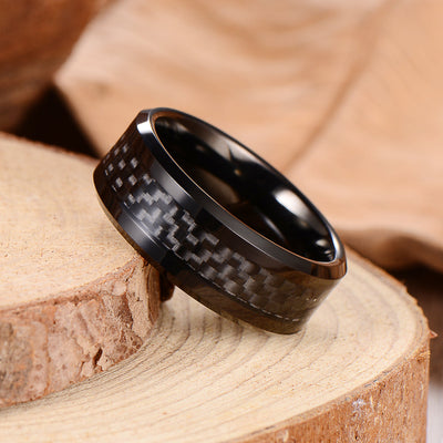 Men's Black Fiber Black Tungsten Ring Men's Ring Ouyuan Jewelry 