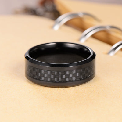 Men's Black Fiber Black Tungsten Ring Men's Ring Ouyuan Jewelry 