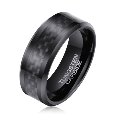 Men's Black Fiber Black Tungsten Ring Men's Ring Ouyuan Jewelry 
