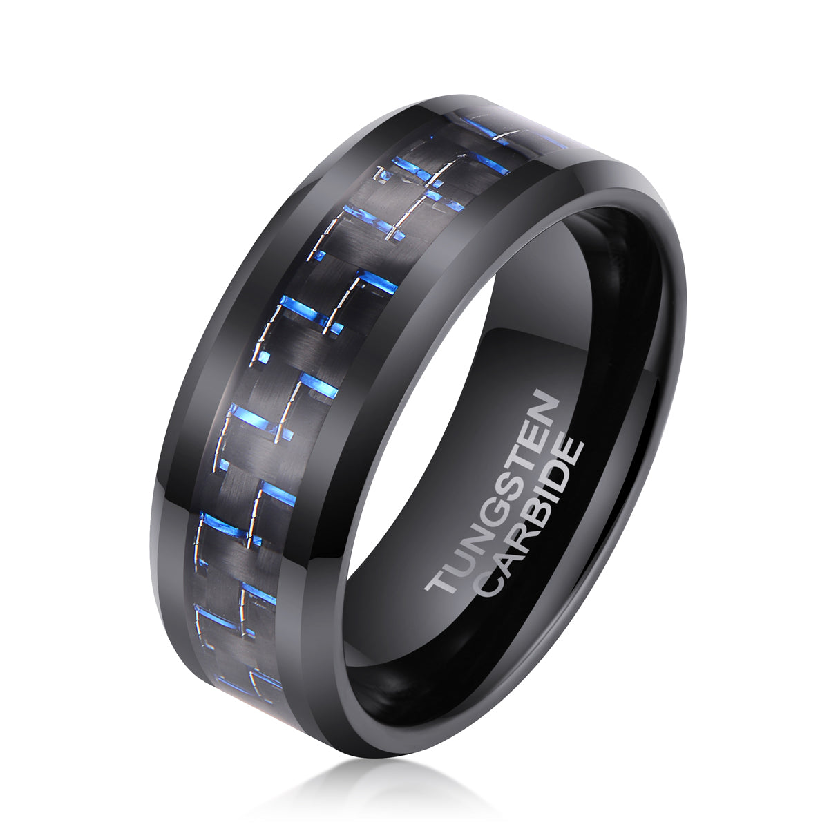 Men's Blue & Black Fiber Black Tungsten Ring Men's Ring Ouyuan Jewelry 