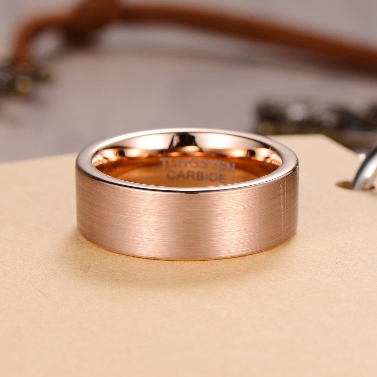 Men's Brushed Rose Gold Tungsten Ring OY-R320 Men's Ring Ouyuan Jewelry 