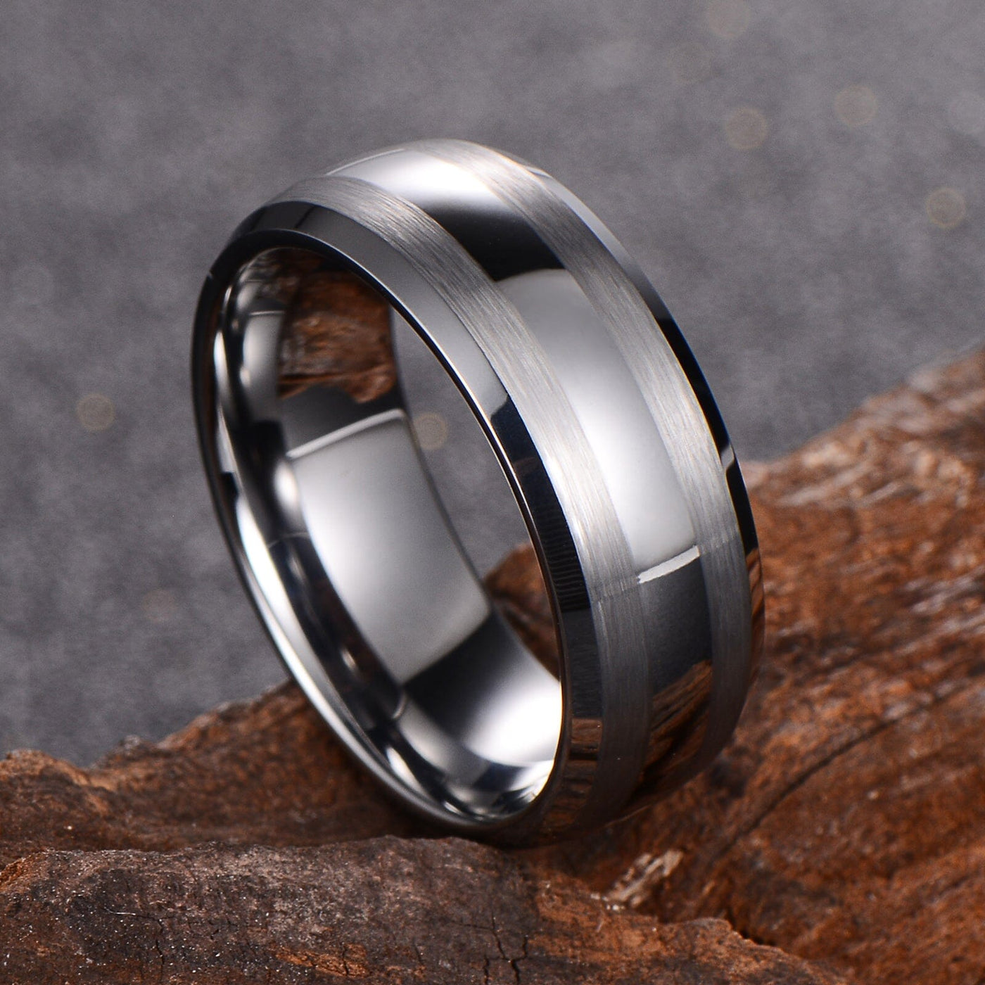 Men's Dome Style Silver Tungsten Ring OY-R-022 Men's Ring Ouyuan Jewelry 