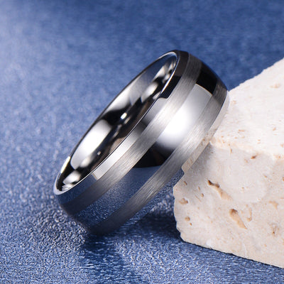 Men's Dome Style Silver Tungsten Ring OY-R-022 Men's Ring Ouyuan Jewelry 
