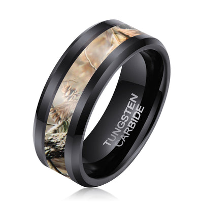 Men's Grey Camouflage Black Tungsten Ring Men's Ring Ouyuan Jewelry 