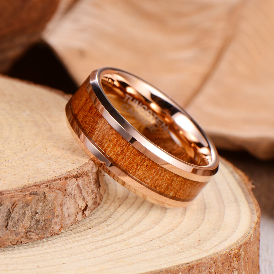 Koa wood rose gold ring hotsell