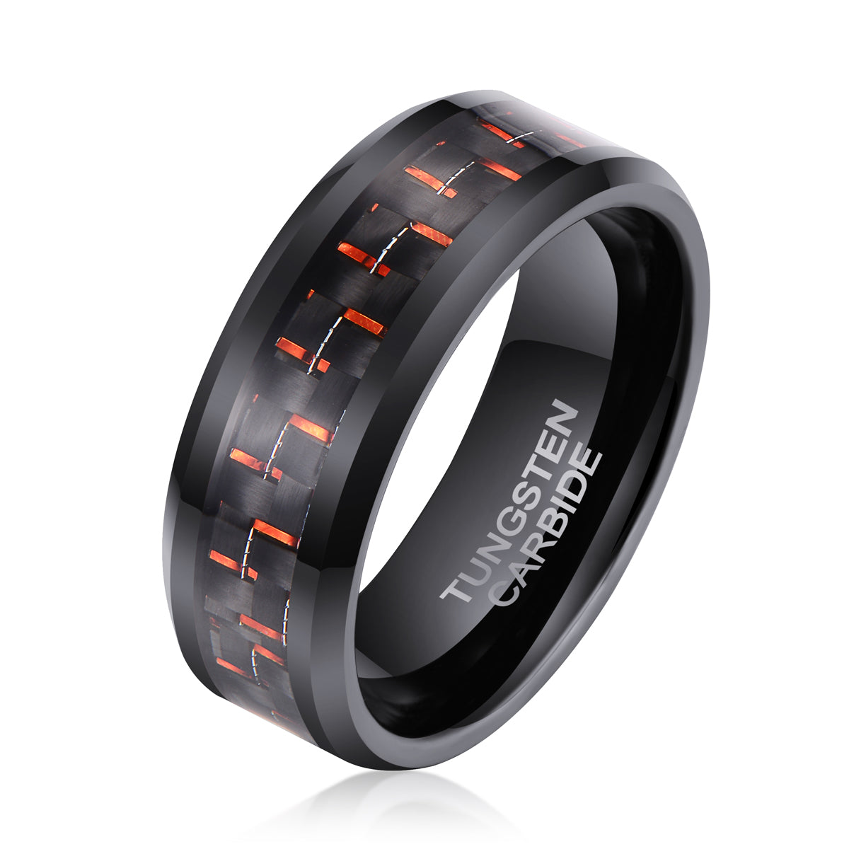 Men's Red & Black Fiber Tungsten Ring Men's Ring Ouyuan Jewelry 