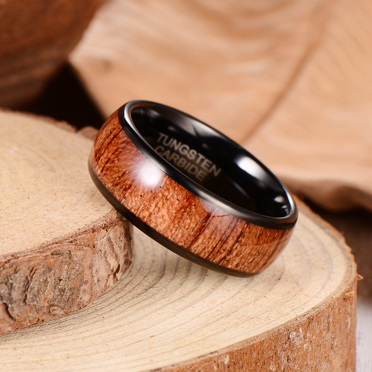 Men's Rosewood Center Black Tungsten Ring Men's Ring Ouyuan Jewelry 