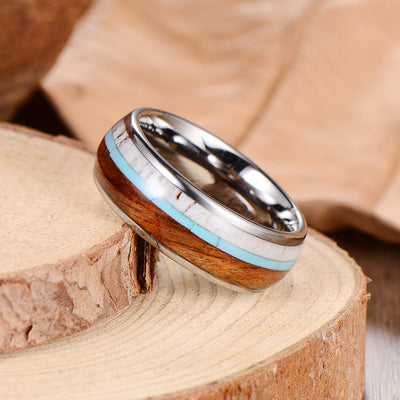 Men's Sand Grain Wood Silver Tungsten Ring Men's Ring Ouyuan Jewelry 