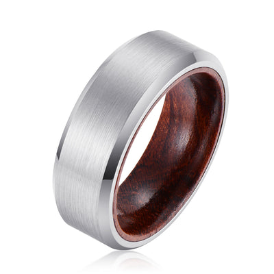 Men's Sandalwood Matte Silver Tungsten Ring Men's Ring Ouyuan Jewelry 