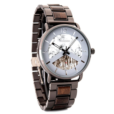 MEN'S STAINLESS STEEL WITH EBONY WOOD WATCH - R30-3 Unisex watches Bobo Bird 