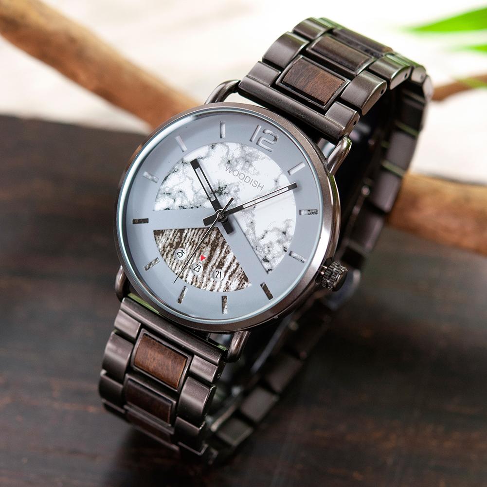 MEN'S STAINLESS STEEL WITH EBONY WOOD WATCH - R30-3 Unisex watches Bobo Bird 