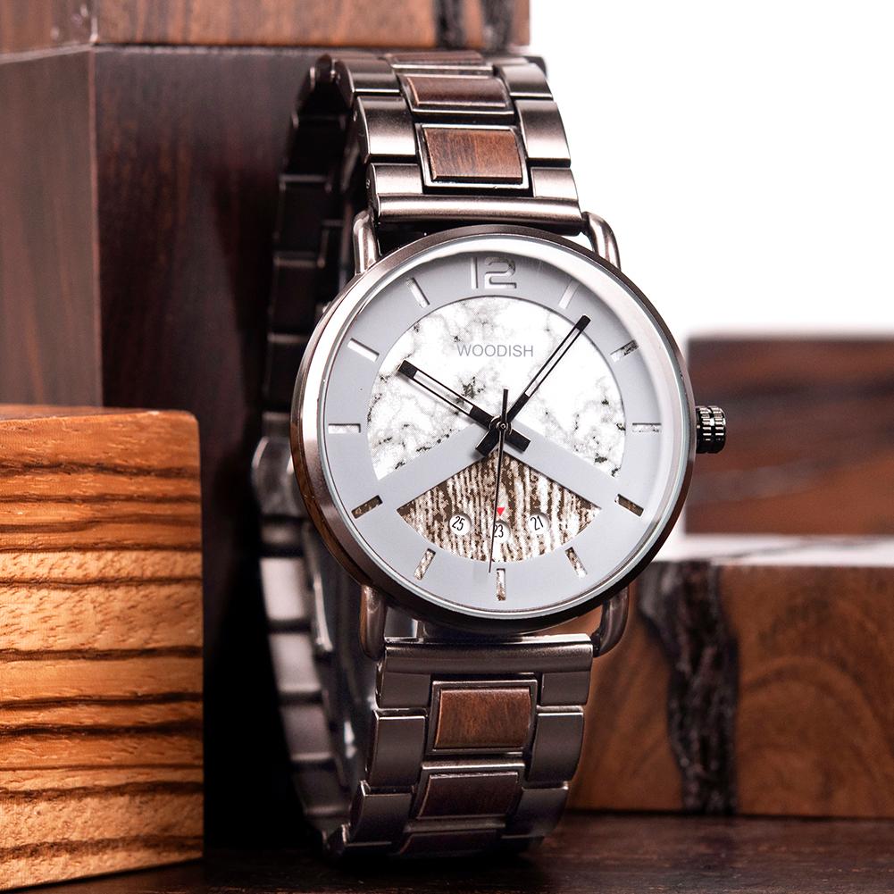 MEN'S STAINLESS STEEL WITH EBONY WOOD WATCH - R30-3 Unisex watches Bobo Bird 