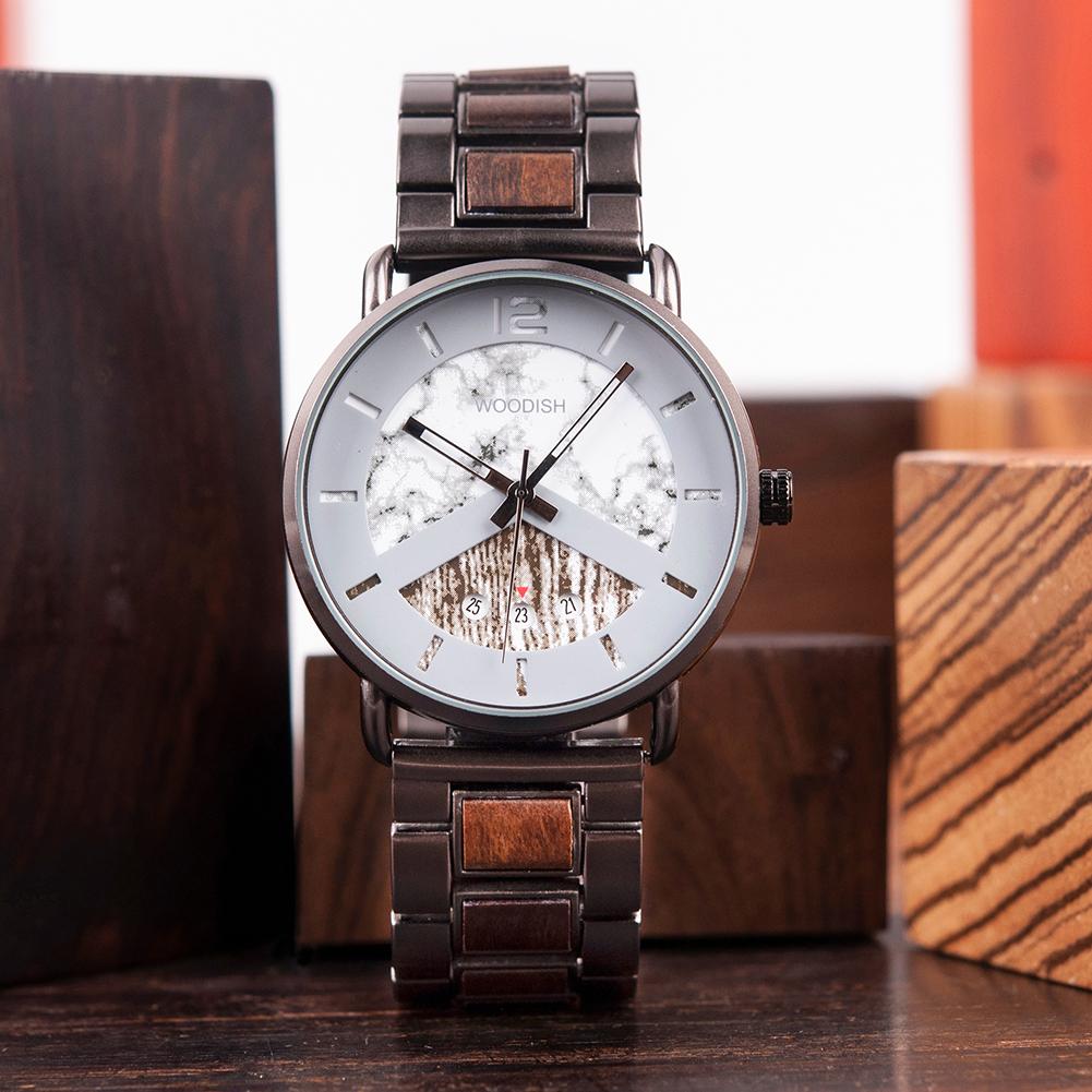 MEN'S STAINLESS STEEL WITH EBONY WOOD WATCH - R30-3 Unisex watches Bobo Bird 